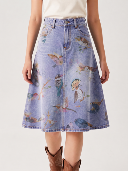 Skybird Skirt RB-SKT03 – Front View – Riley – Light Wash