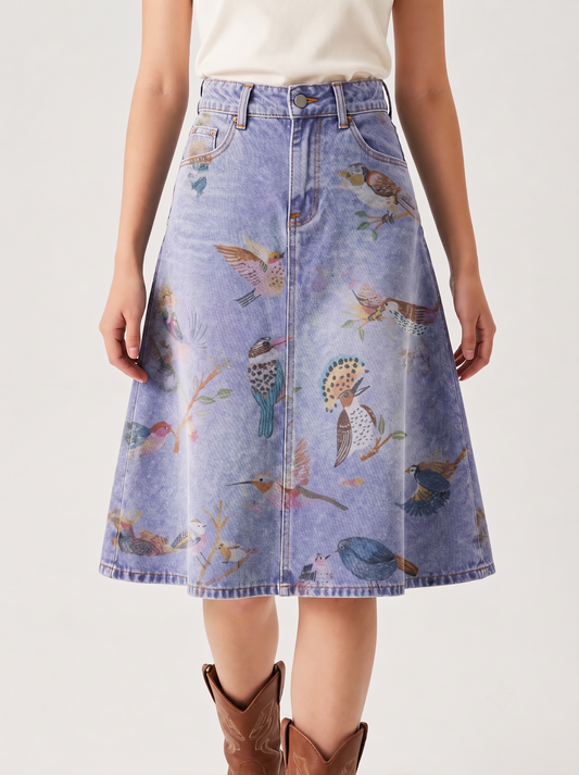 Skybird Skirt RB-SKT03 – Front View – Riley – Light Wash