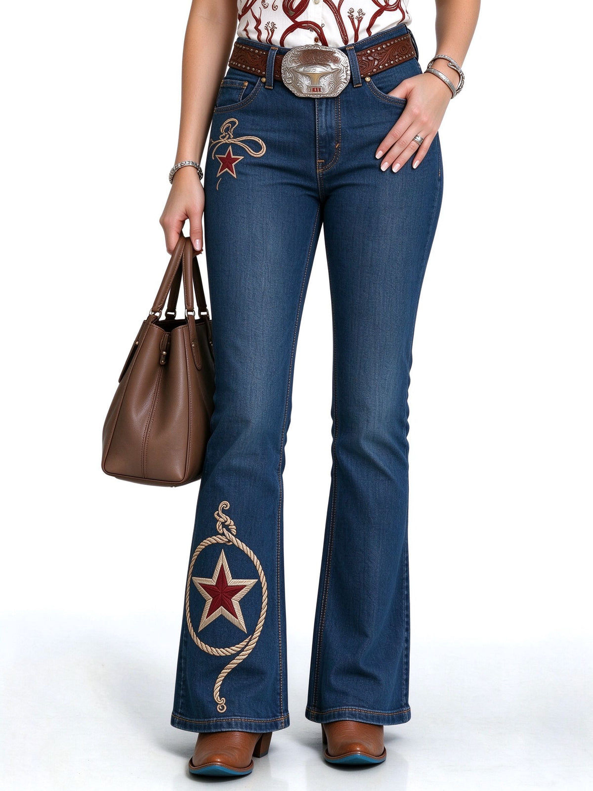 Lasso Star Emblem Low-Rise Bootcut Jeans