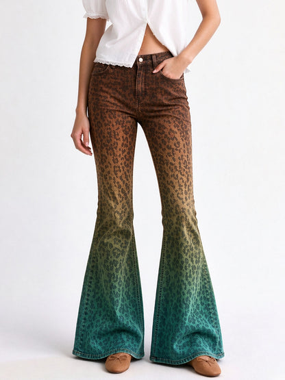 Sagebrush Cheetah Fade Flare Jeans