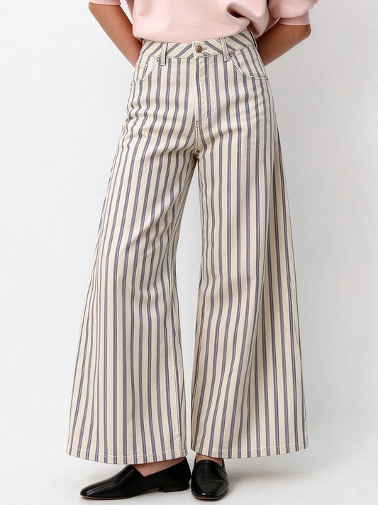 Prairie Dust Pinstripe Wide-Leg Jeans