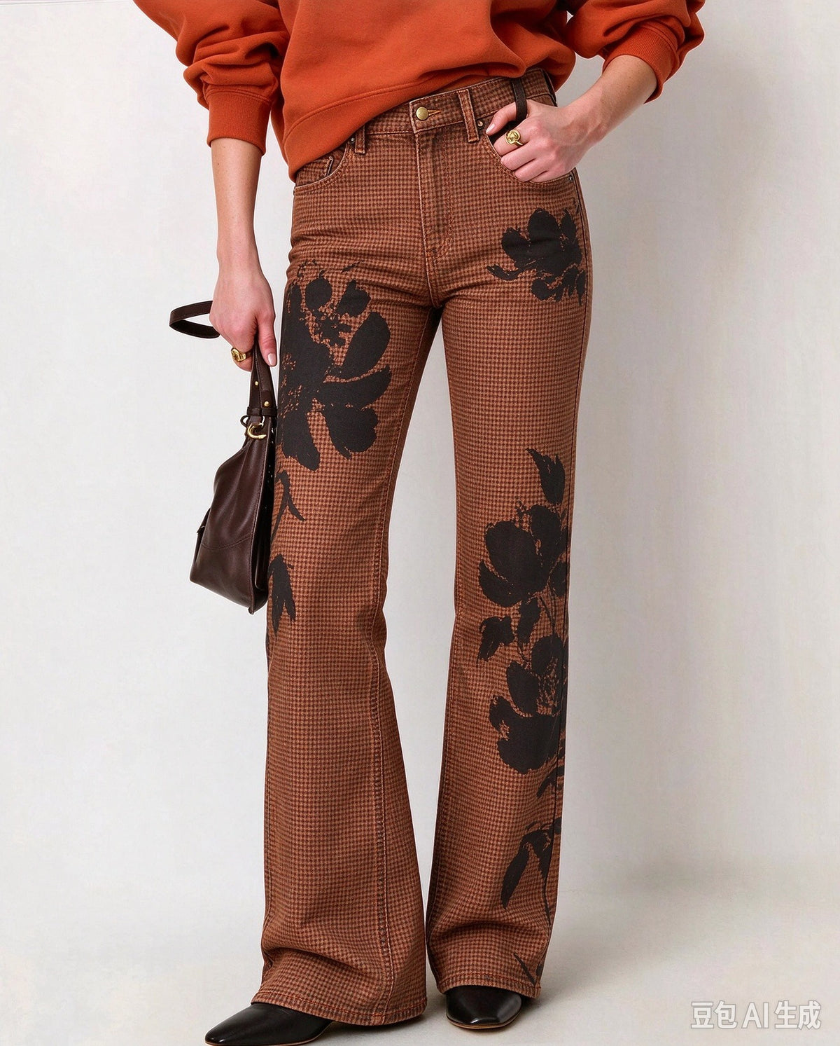 Outlaw Rose Shadow Low-Rise Bootcut Jeans
