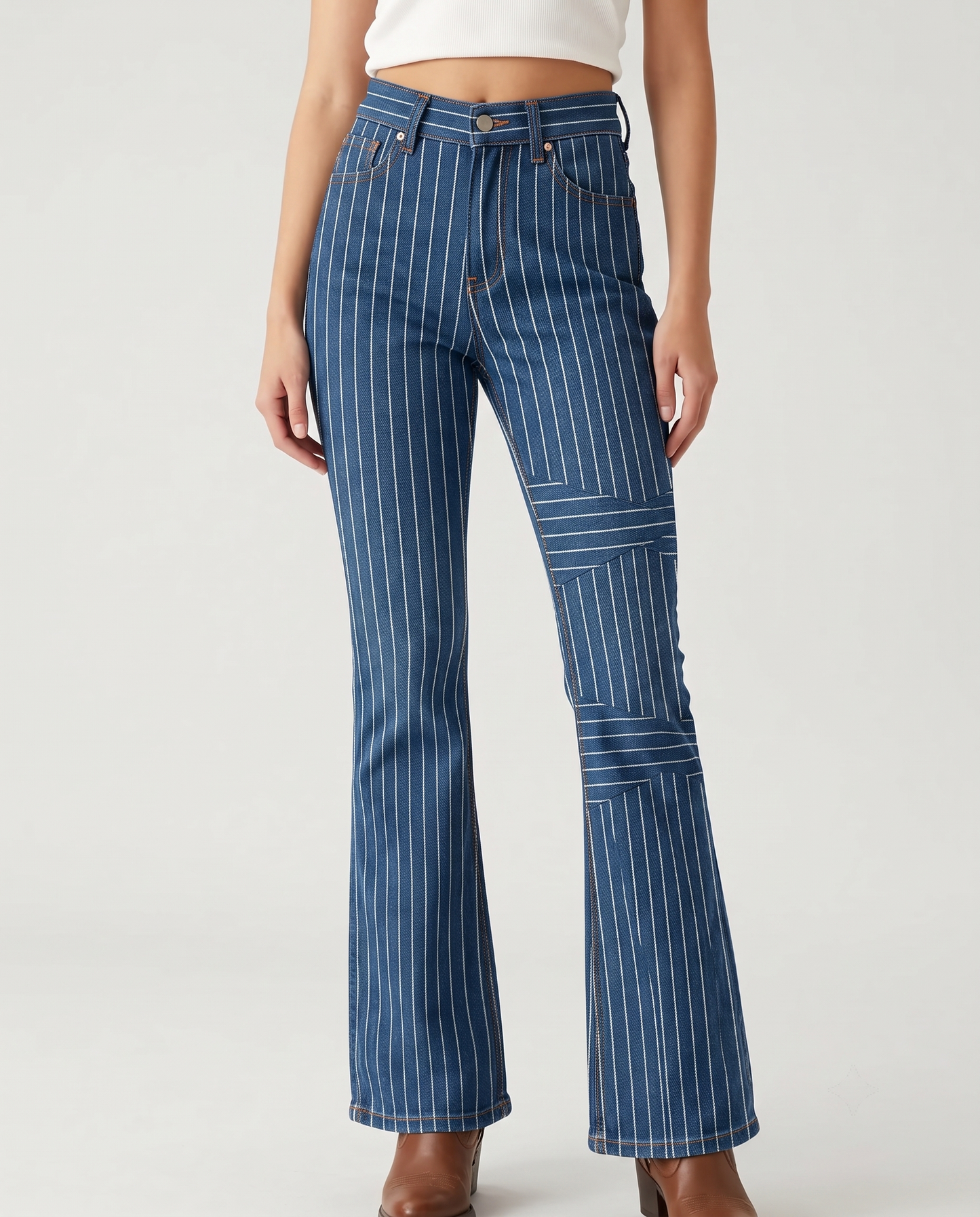 Canyon Stripe Bootcut Jeans – Front View – Riley – Dark Indigo