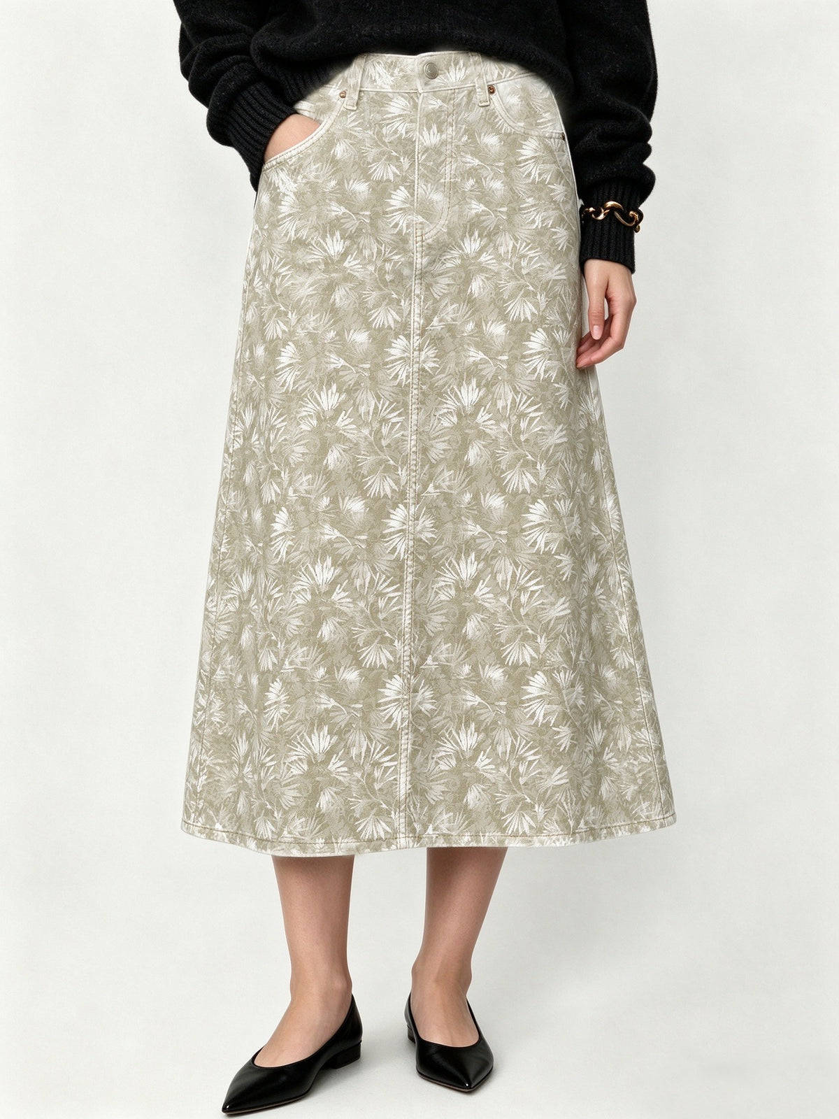 Palm Canyon Ankle-Length Denim Skirt