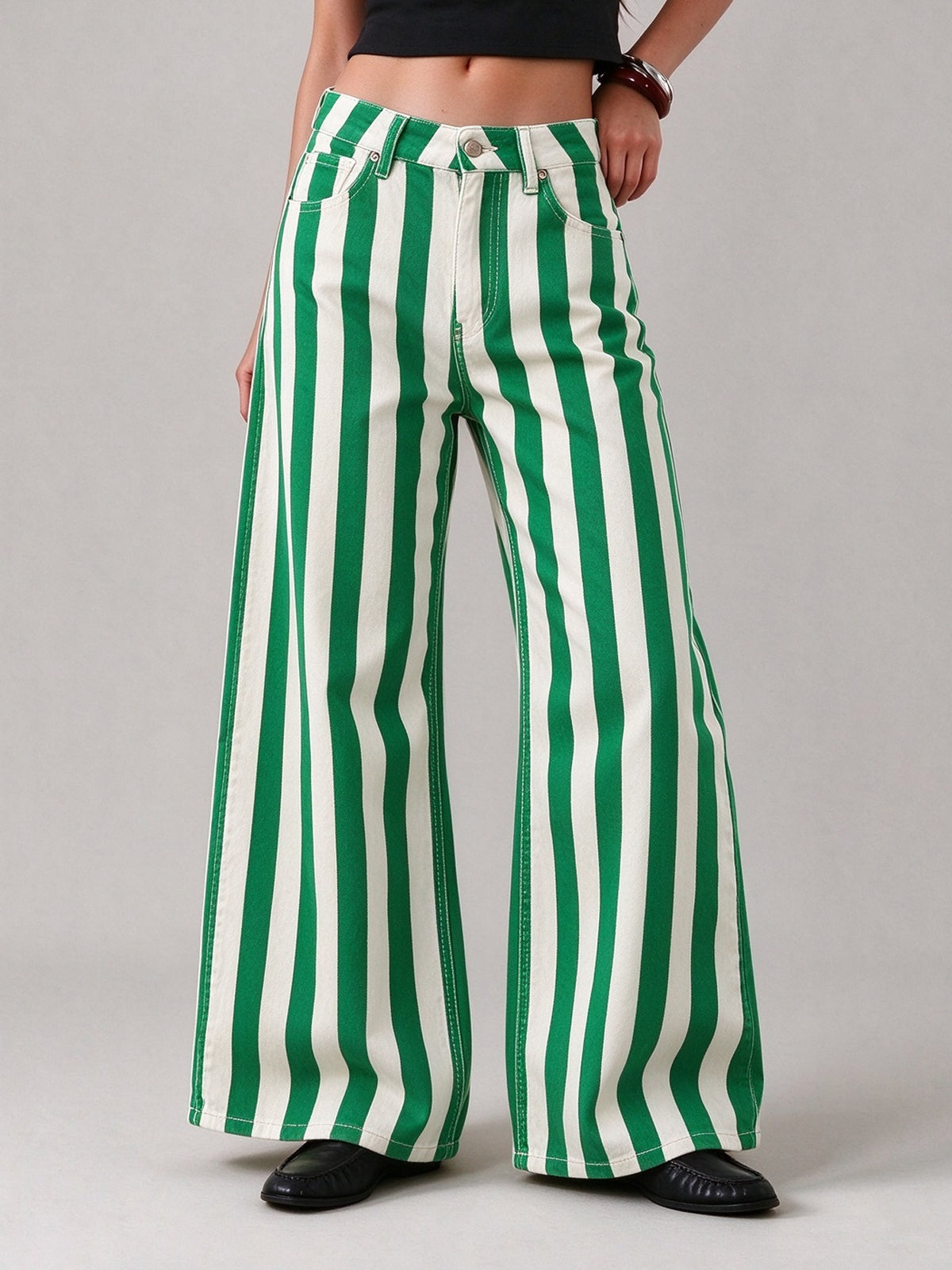 Cactus Candy Stripe Wide-Leg Jeans