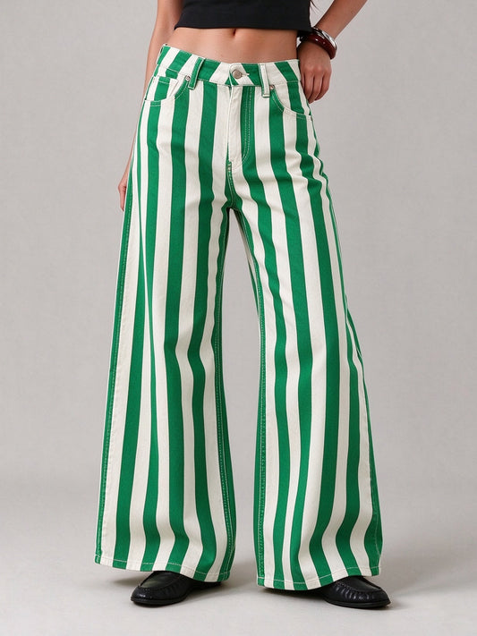 Cactus Candy Stripe Wide-Leg Jeans