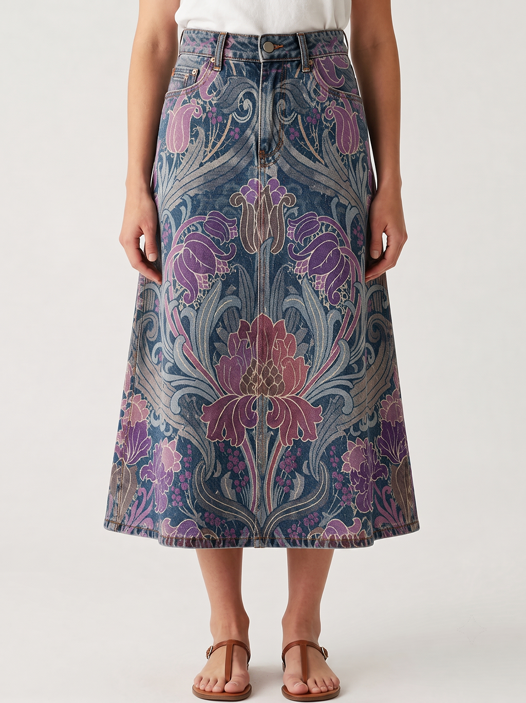 Cactus Bloom Deep RB-SKT10 – Front View – Jessie – deep indigo, purple