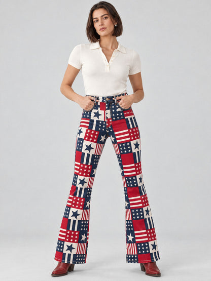 Starlight Rodeo Bootcut Jeans – Front View – Riley – Red, White, Navy Blue
