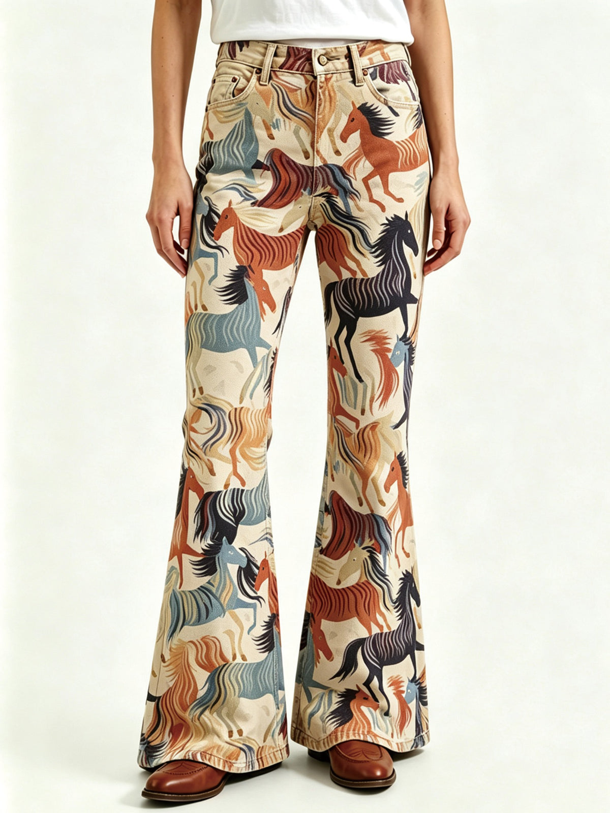 Wild Mustang RB-BOT04 – Front View – Riley – Beige, Burnt Orange, Navy Blue, Teal