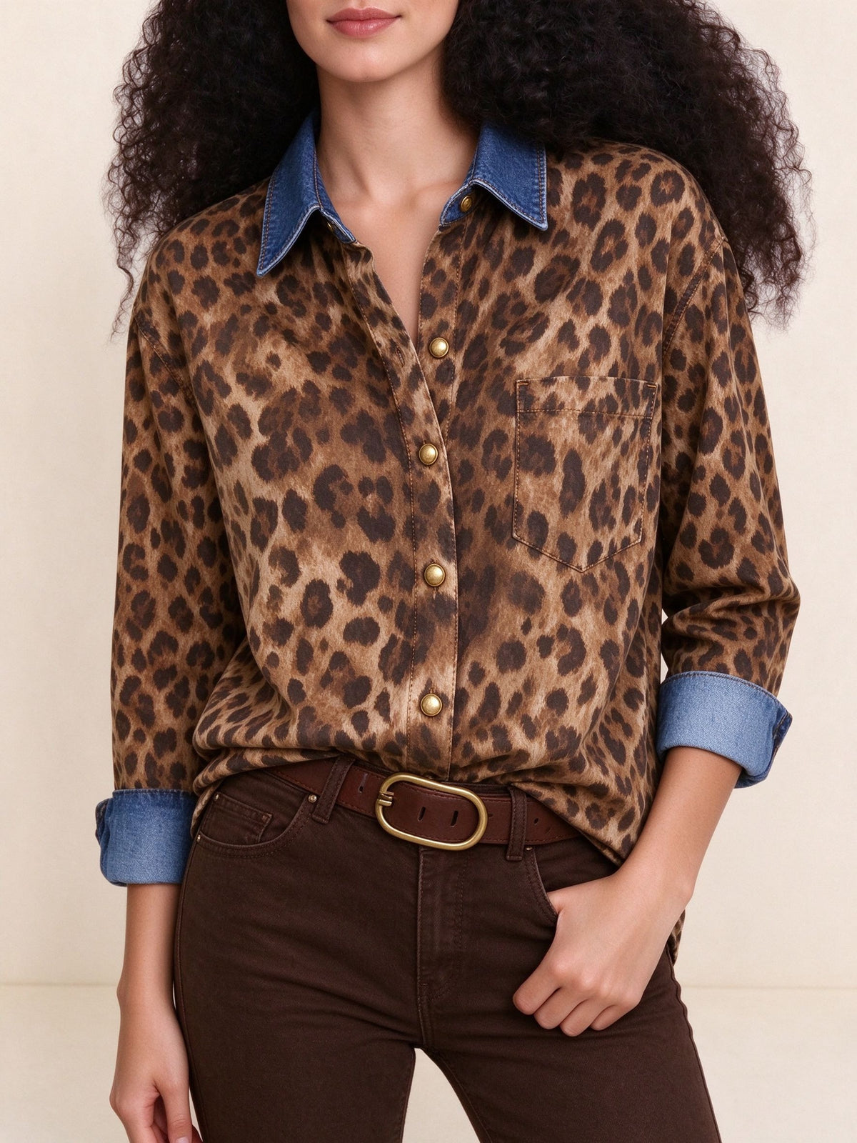 Frontier Cheetah Hide Long Sleeve Denim Shirt