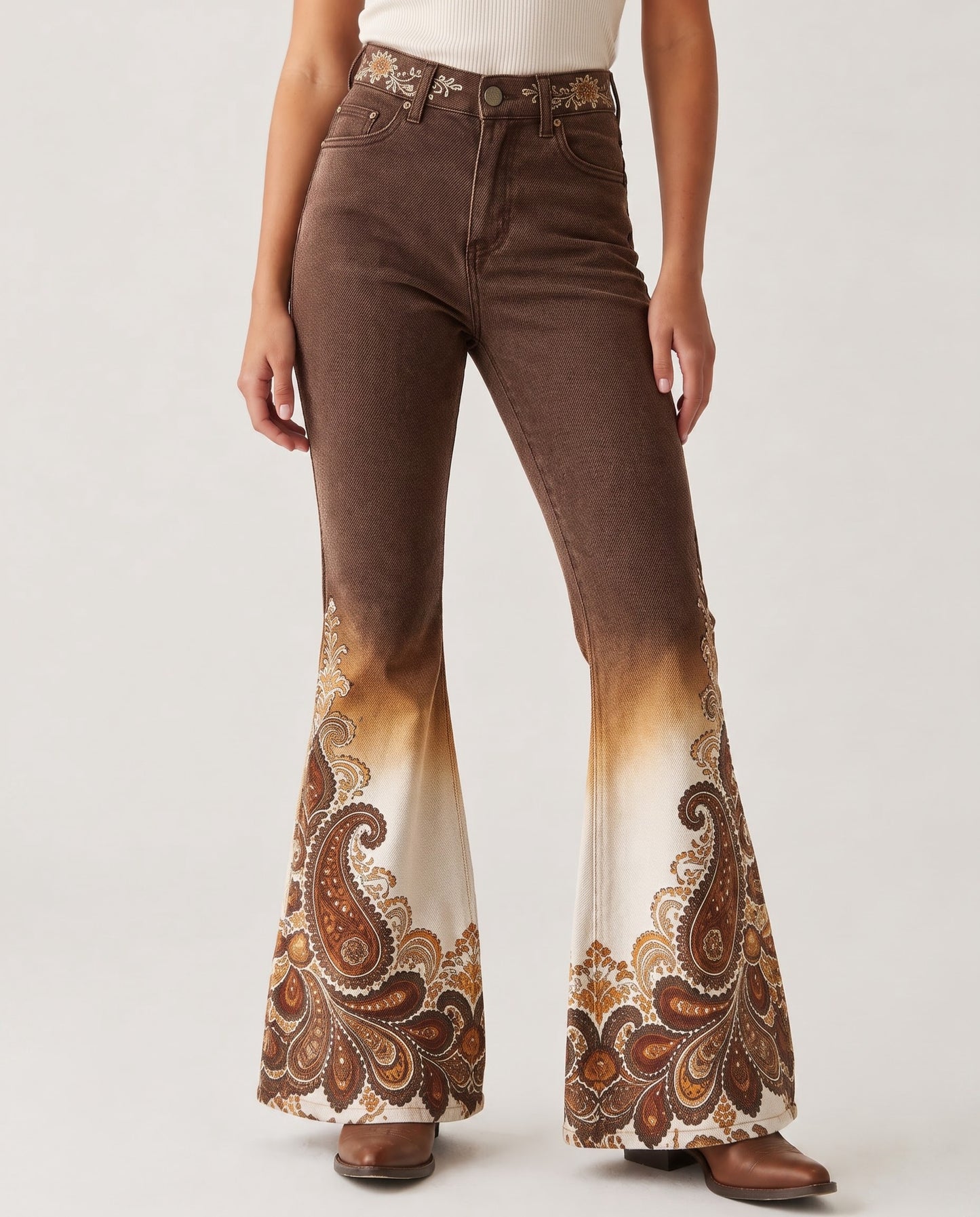 Desert Mirage Brown Paisley RB-BOT04 – Front View – Riley – brown