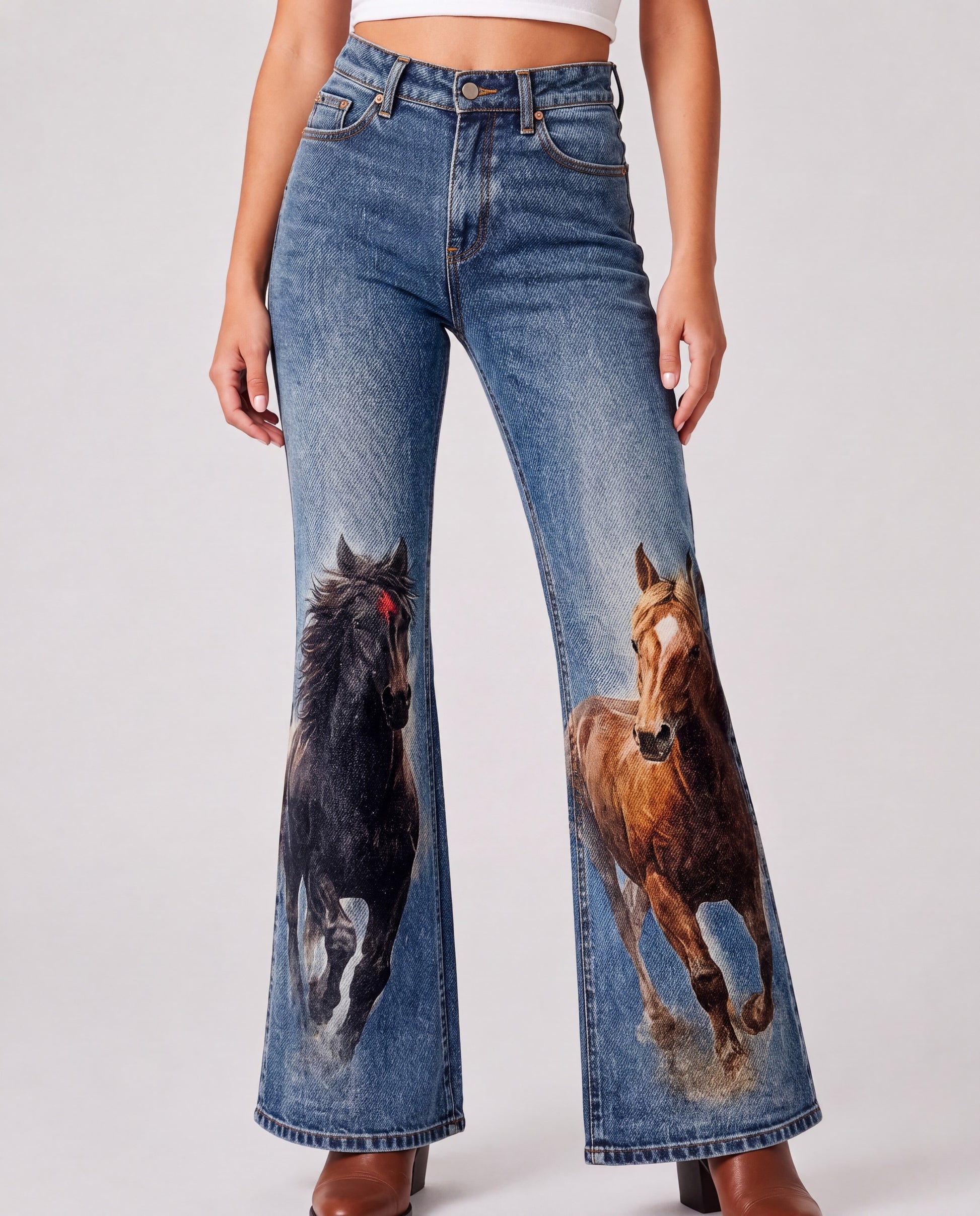 Wild Spirit Bootcut Jeans – Front View – Riley – blue
