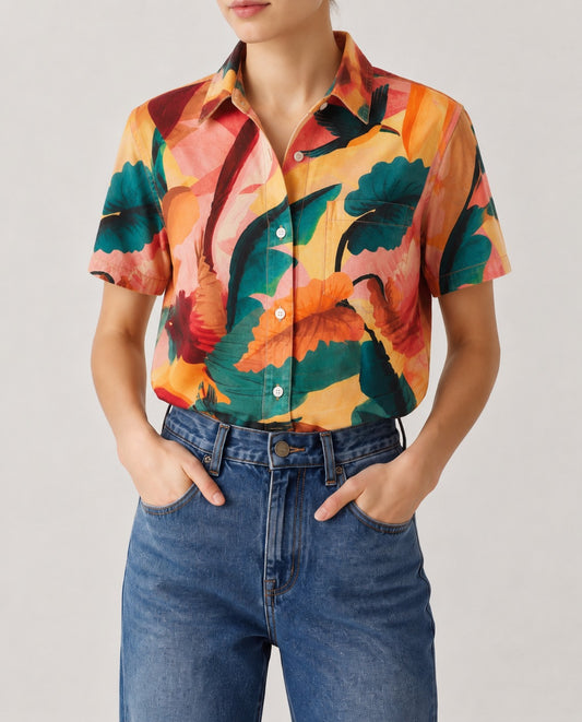 Cactus Mirage Orange RB-TOP15 – Front View – Riley – orange, teal