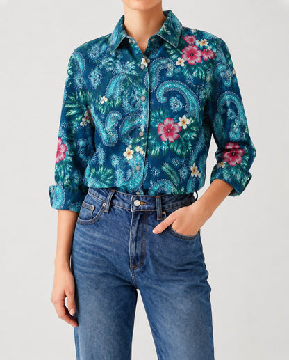 Prairie Bloom Teal RB-TOP16 – Front View – Riley – teal