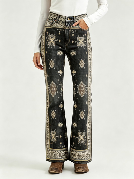 Night Trail Bootcut Jeans – Front View – Riley – Black