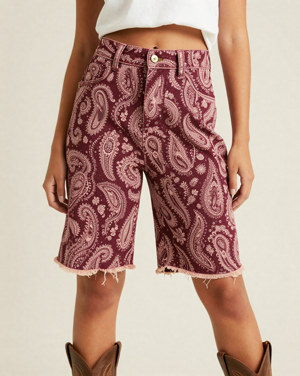 Giant Single Paisley RB-BOT08 – Front View – Jessie – Ivory / Gold