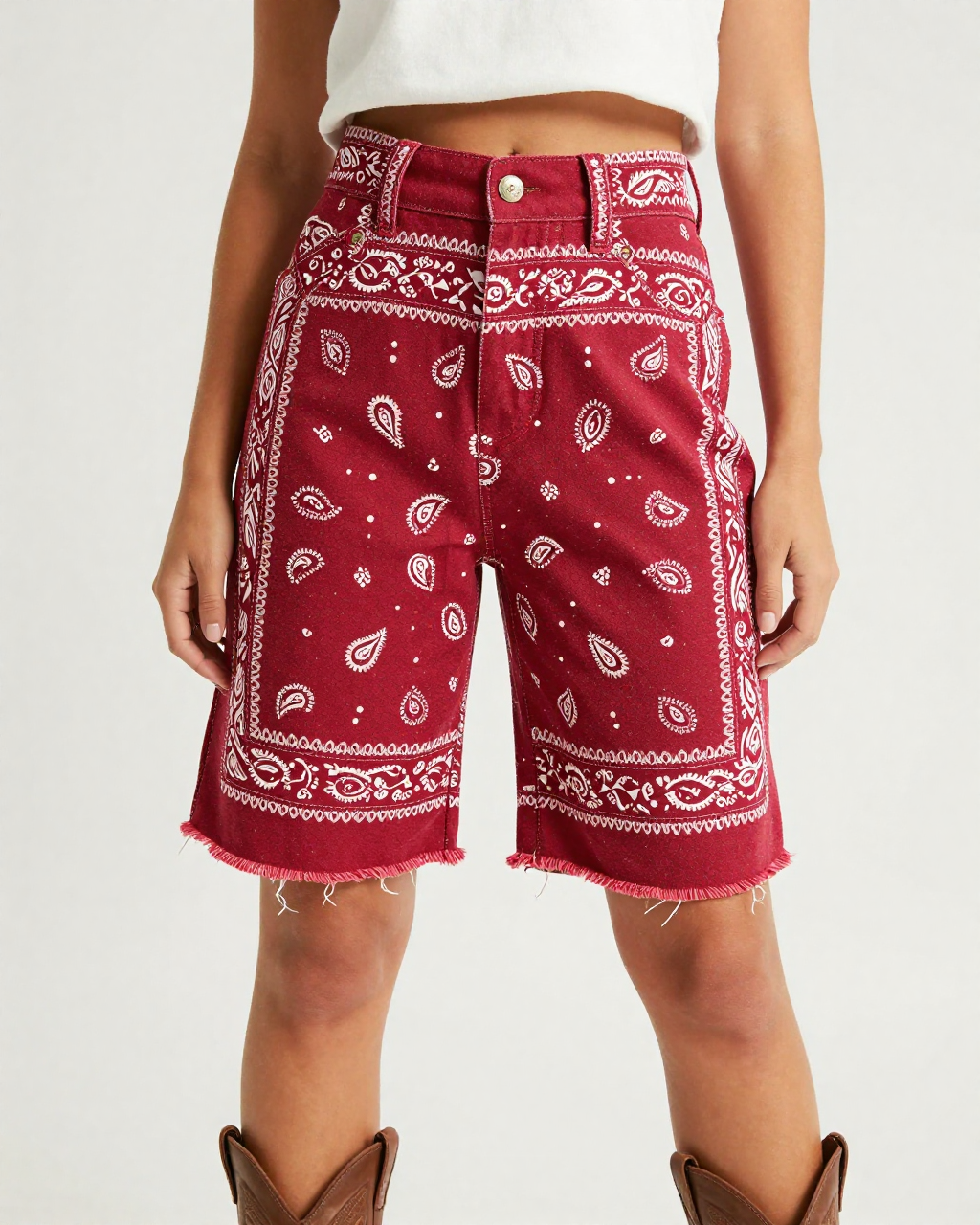 Classic Red Bandana RB-BOT08 – Front View – Jessie – Red / White