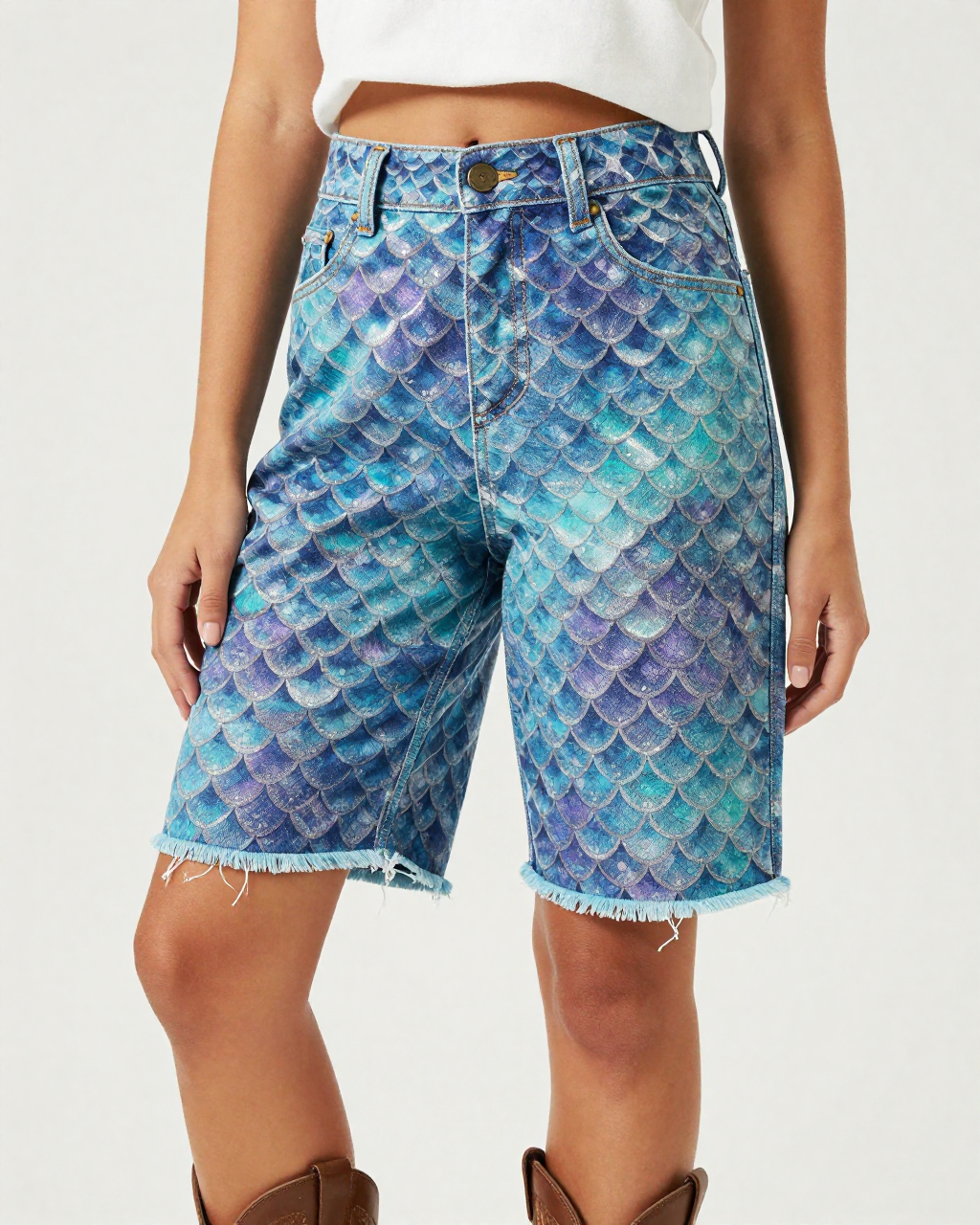 Mermaid Scale RB-BOT08 – Front View – Jessie – Indigo / Silver