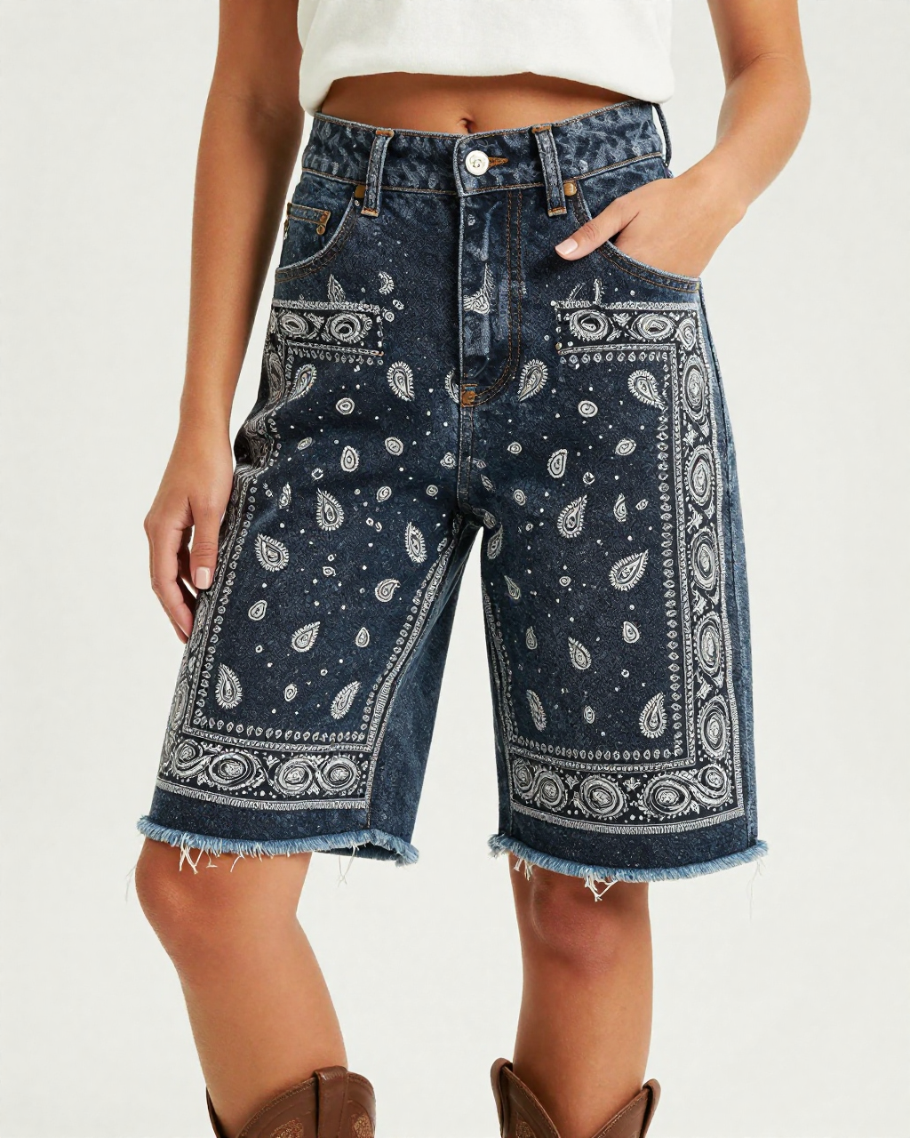 Black Bandana RB-BOT08 – Front View – Jessie – Black / Cream