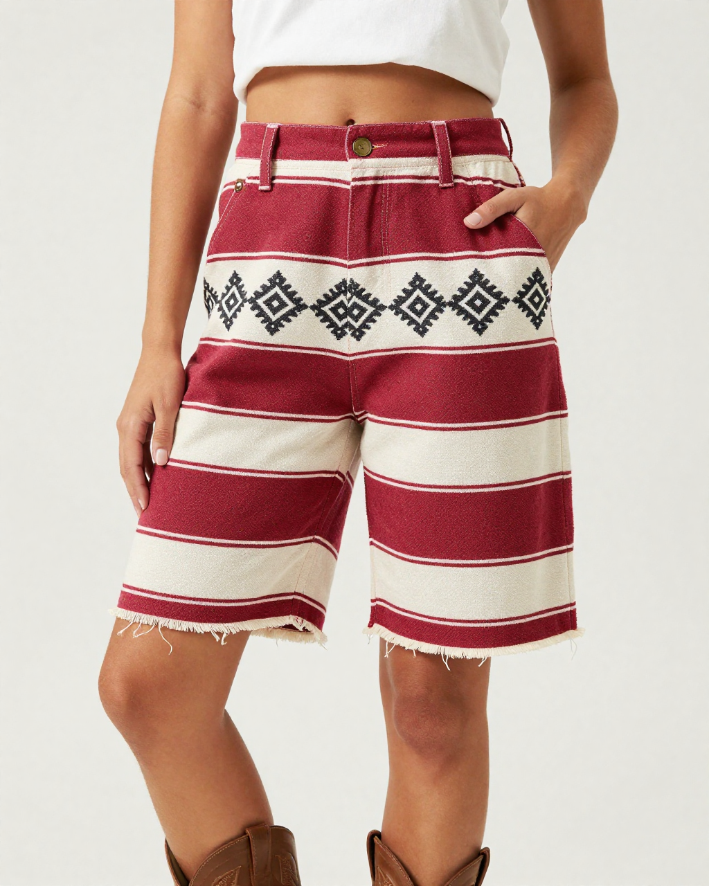 Cinnabar Ivory Chief Blanket RB-BOT08 – Front View – Jessie – Red