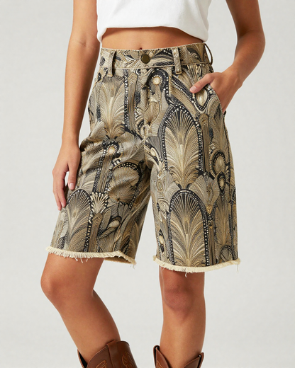 Art Deco Geometric Paisley RB-BOT08 – Front View – Jessie – Champagne / Gold