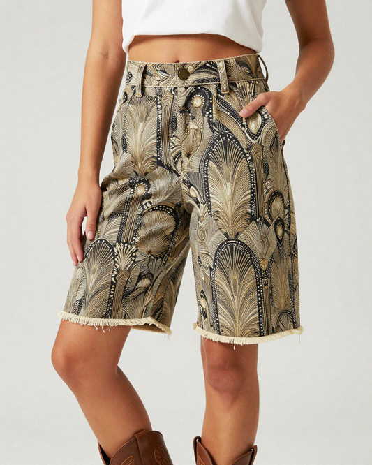 Art Deco Geometric Paisley RB-BOT08 – Front View – Jessie – Champagne / Gold