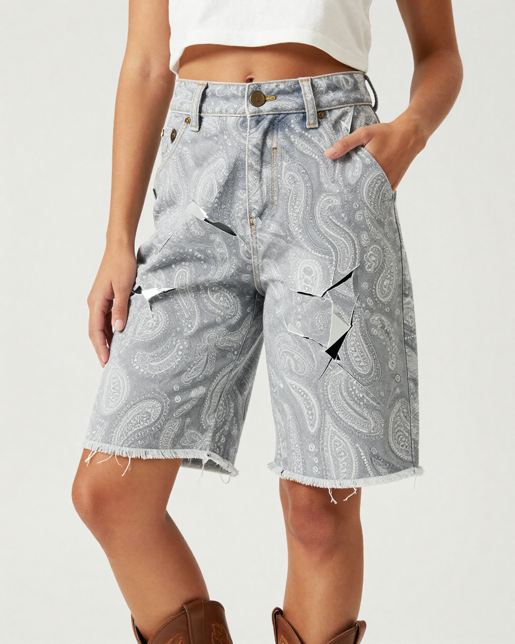 Shattered Fragment Paisley RB-BOT08 – Front View – Jessie – Graphite / Silver