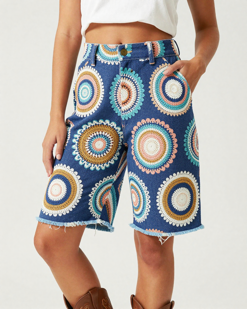 Mandala Circle Indigo RB-BOT08 – Front View – Jessie – Indigo