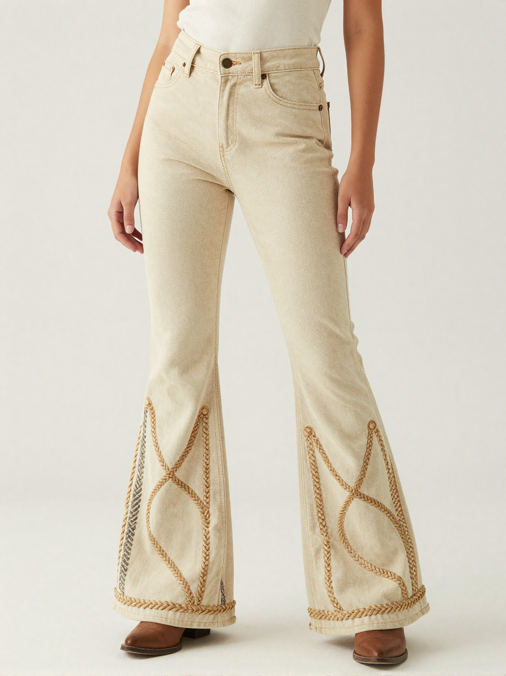 Rope Weave RB-BOT04 – Front View – Jessie – Hemp Tan / Sisal / Cream