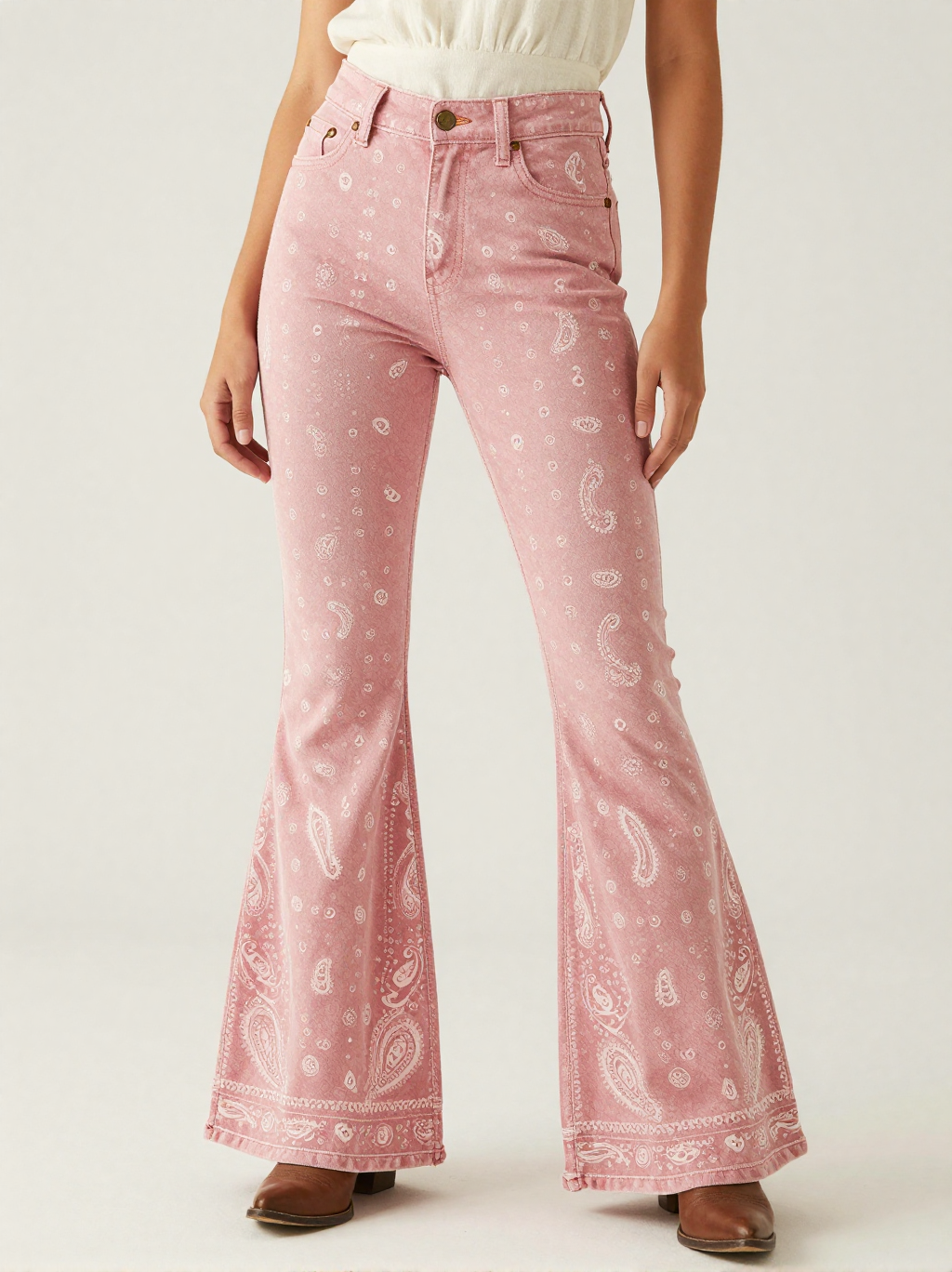 Dusty Pink Bandana RB-BOT04 – Front View – Jessie – Dusty Rose / White