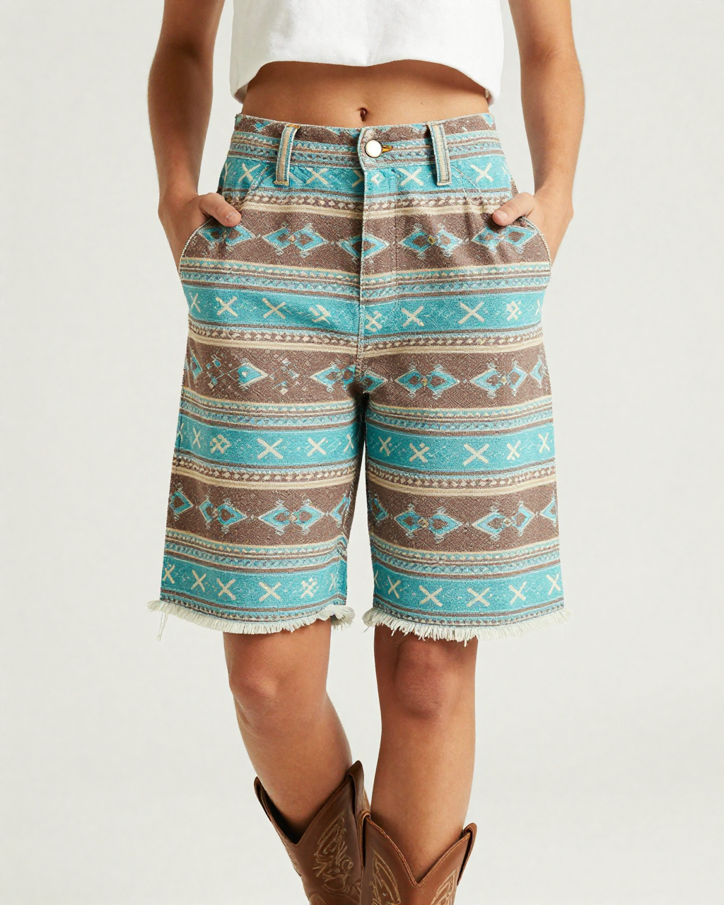 Coffee Turquoise Border Complex RB-BOT08 – Front View – Jessie – Turquoise