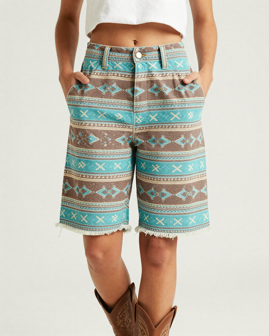 Coffee Turquoise Border Complex RB-BOT08 – Front View – Jessie – Turquoise