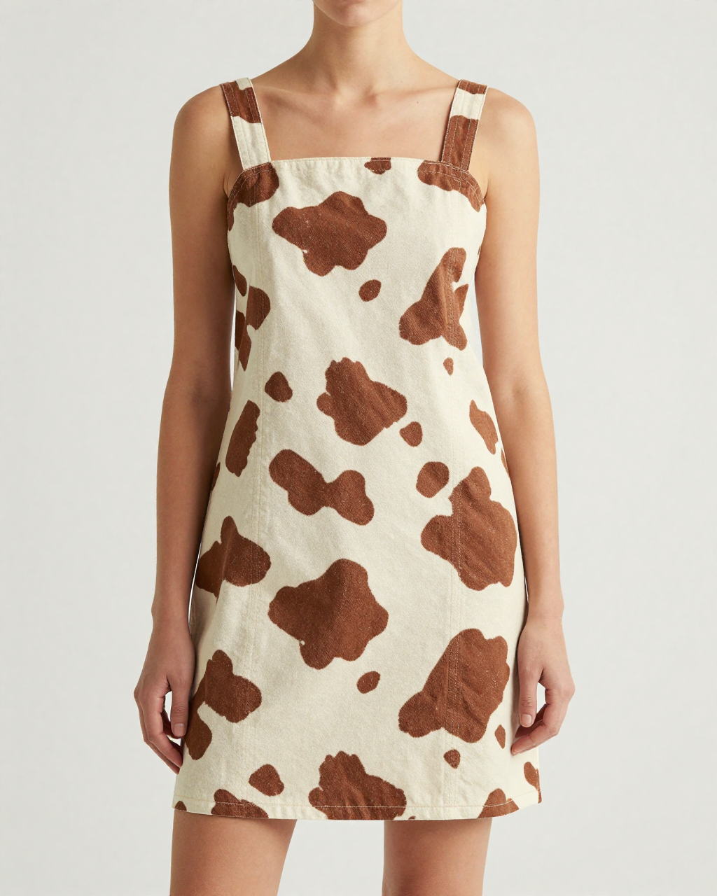 Brown Cow Classic Structured Mini Dress – Front View – Riley – Brown / Cream
