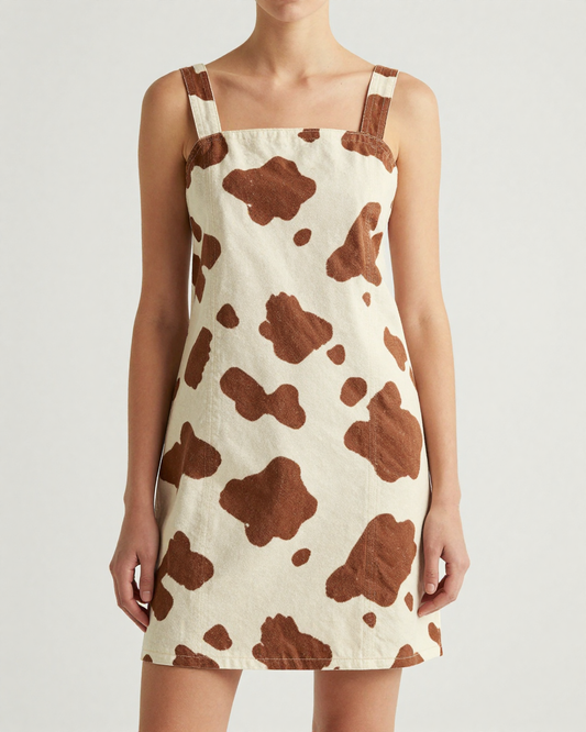 Brown Cow Classic Structured Mini Dress – Front View – Riley – Brown / Cream