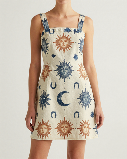 Sun & Moon Western Structured Mini Dress – Front View – Riley – Cream / Ivory