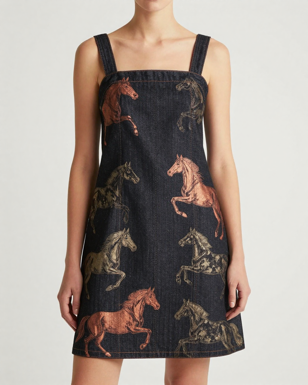 Copper Mare Structured Mini Dress – Front View – Riley – Black / Cream