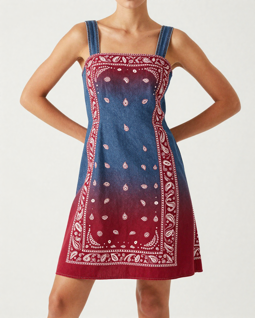 max studio red dress Classic Bandana Structured Mini Print Western Red/Navy for Women Roanbloom XS Navy Blue Satin and Done in our delicate W142025MonDay Size:L | 38-40