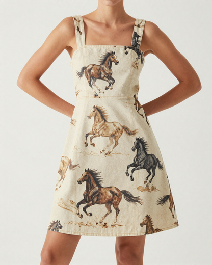 Mustang Stampede Structured Mini Dress – Front View – Riley – Cream / Ivory