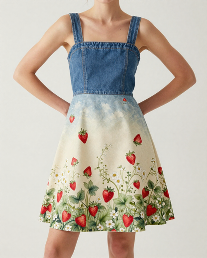 Strawberry Fields Structured Mini Dress – Front View – Riley – Cream / Ivory