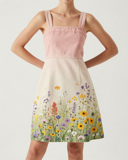 Wildflower Drift Cream Structured Mini Dress – Front View – Riley – Cream / Ivory