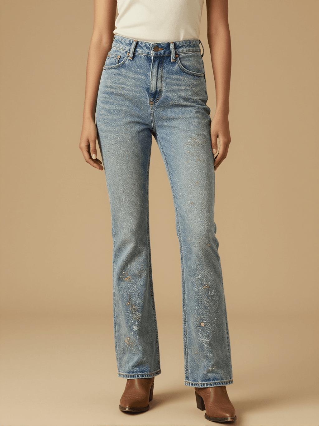 Roan Track Dust Bootcut Jeans – Front View – Riley – multi