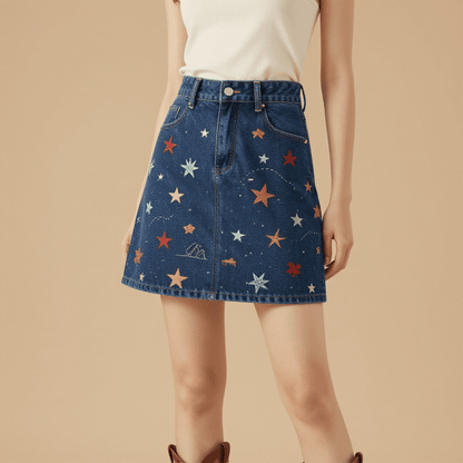 Lone Star Crossing Denim Mini Skirt – Front View – Riley