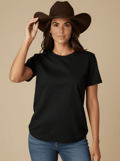 Sage & Swagger Washed Tee – Front View – Jessie – black