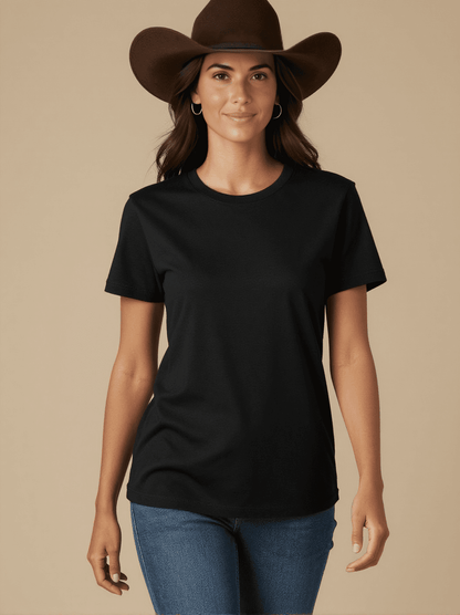 Trail Boss Washed Tee – Front View – Jessie – black