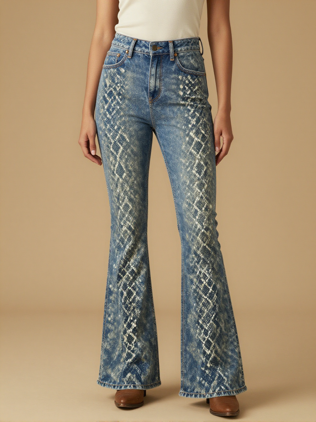 Rattlesnake Diamond RB-BOT04 – Front View – Jessie – Blue Denim