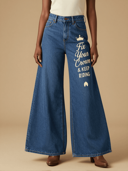Fix Your Crown Keep Riding__Blue RB-BOT05 – Front View – Amara – Blue Denim