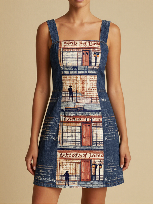 Streets of Laredo Structured Mini Dress – Front View – Jessie – Dusty Gold / Warm Dusk