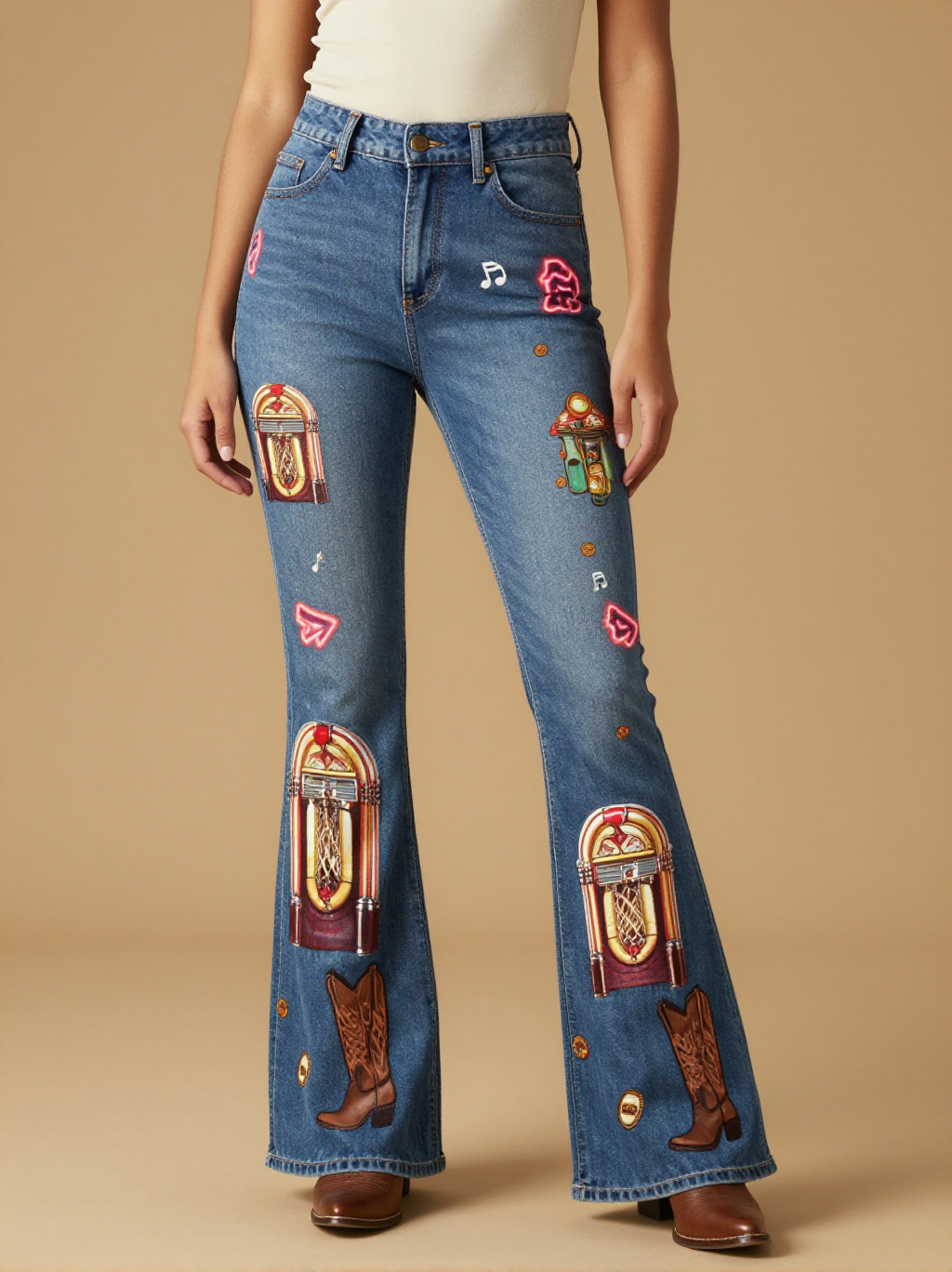 Honky Tonk Jukebox RB-BOT04 – Front View – Jessie – Blue Denim