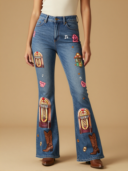 Honky Tonk Jukebox RB-BOT04 – Front View – Jessie – Blue Denim