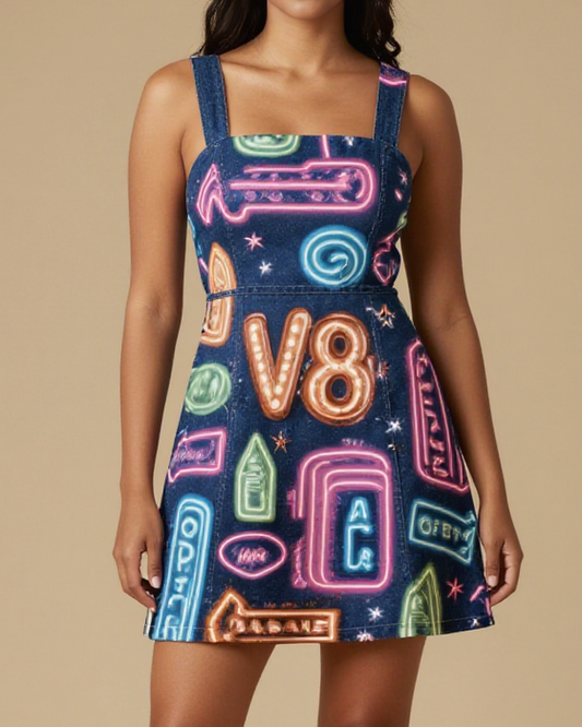 Neon Revival Structured Mini Dress – Front View – Mara